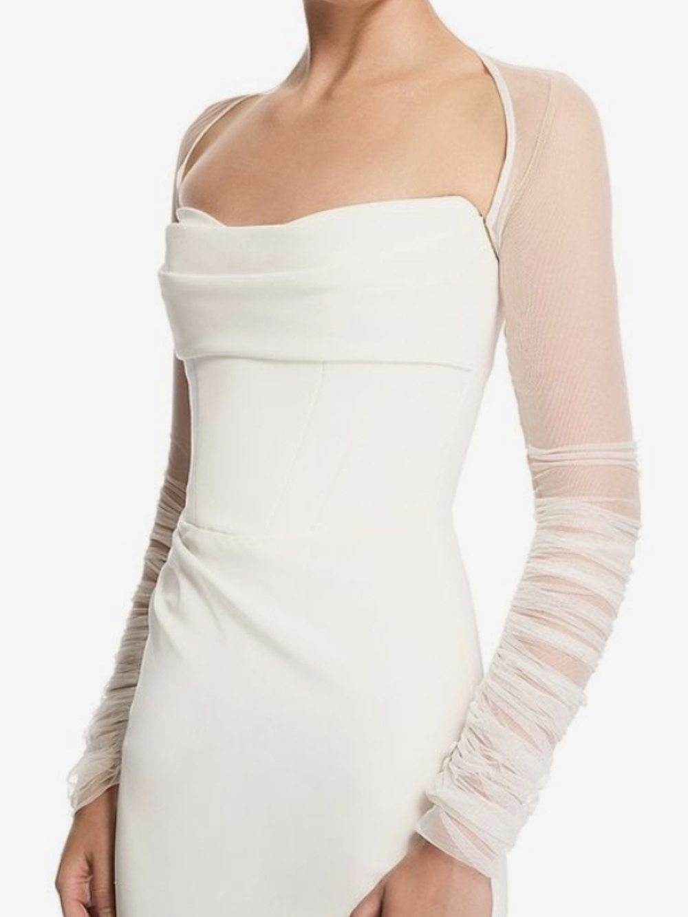 Sheer Long Sleeve Shrug in Cream